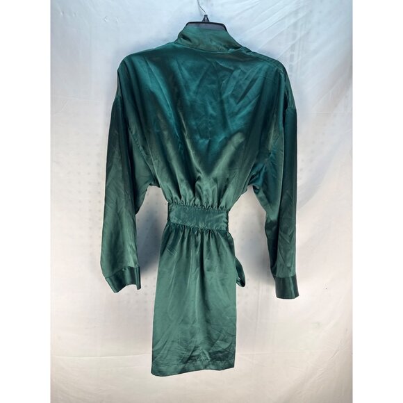 Victoria’s Secret Green Satin Kimono Robe OS Gold Label Vintage Y2K Loungewear - Picture 5 of 6